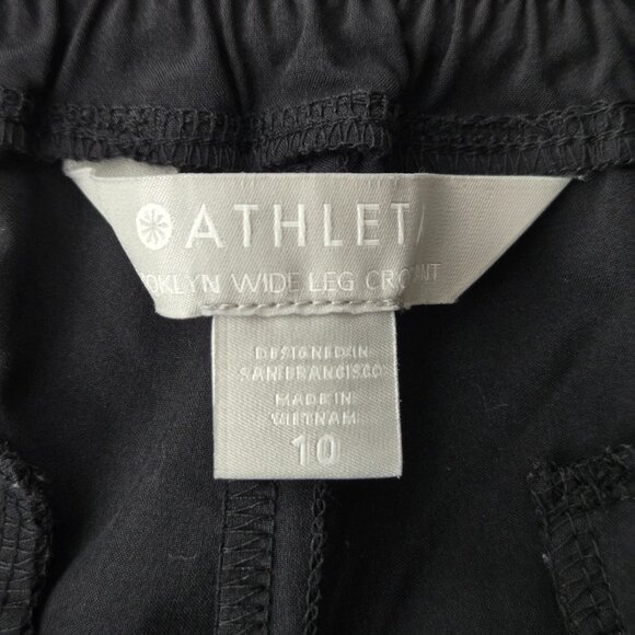 Athleta Brooklyn Wide Leg Crop Pants 10 Black Athletic Relaxed Pull On Palazzo - Picture 8 of 14